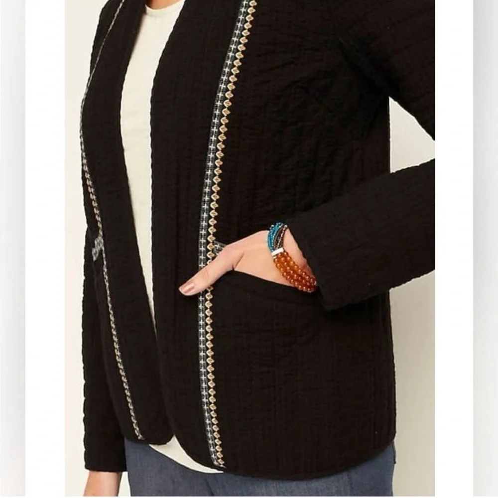 Pure Jill x J.Jill Seersucker Quilted Barn Coat Jacket XL